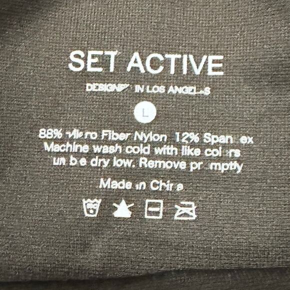 SET Active Luxe Form Seamless Leggings Brown Large High Waist Ribbed Compression - Picture 3 of 5